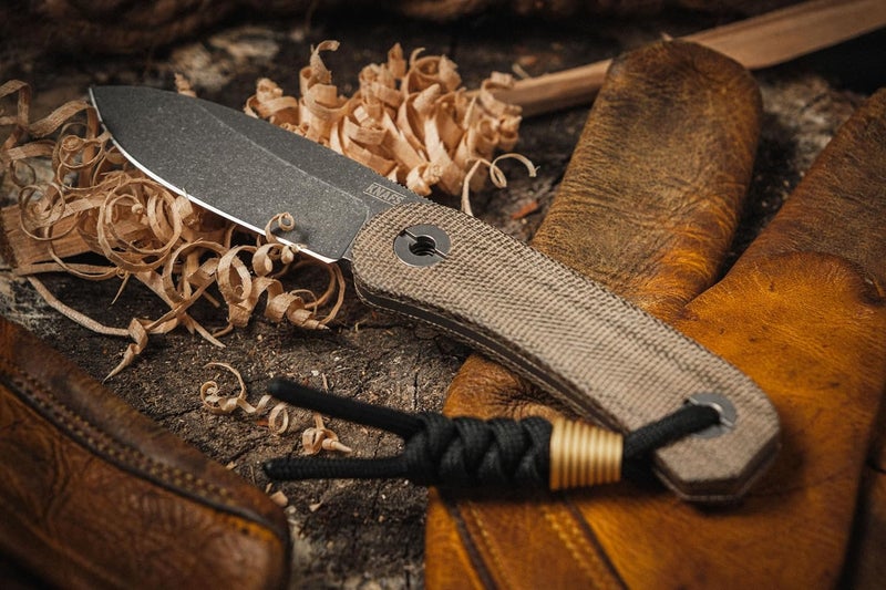 KNAFS - Lander 4 Fixed Blade Pocket Knife with Sheath - EDC for Men, Women, Everyone - Drop Point Moondust Finish Blade - Moondust Micarta Handle - Image 4